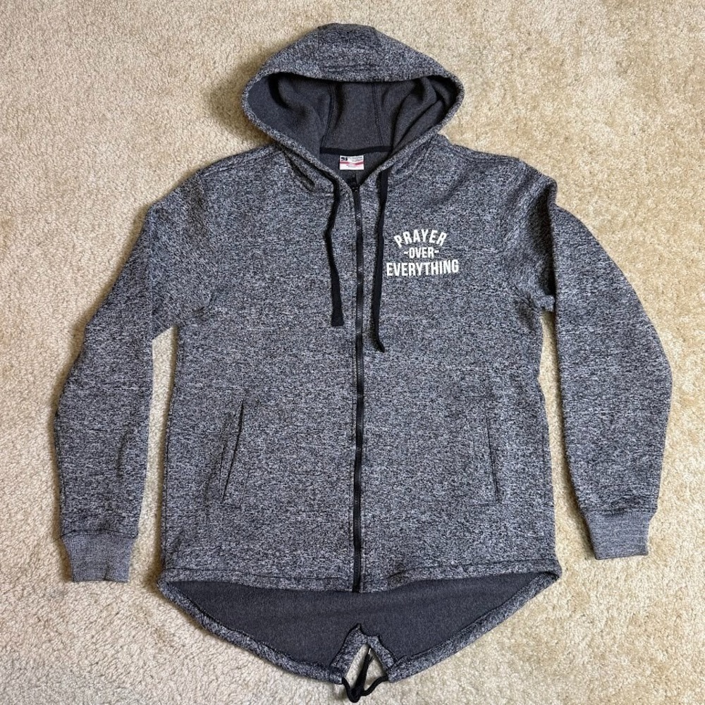 Vintage PJ Mark Hoodie Womens‎ Large Gray Prayer Over Everything Zip Up God Y2K